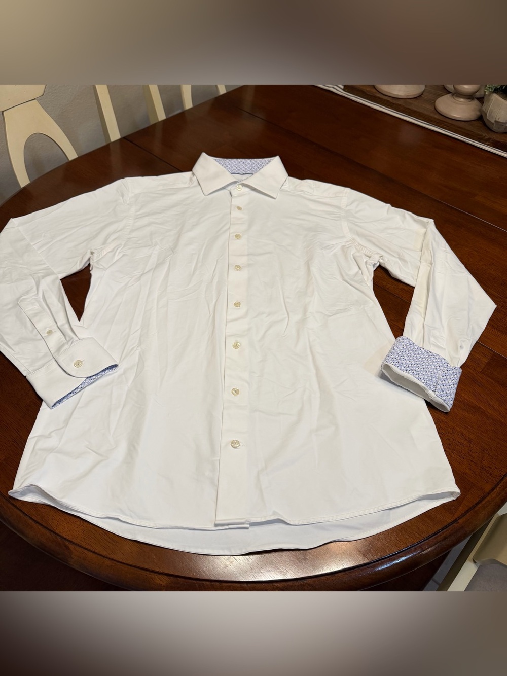 Eton Dress Shirt Mens 43-17 Slim Fit White Button Up Flip Cuff Long Sleeve - Picture 2 of 11